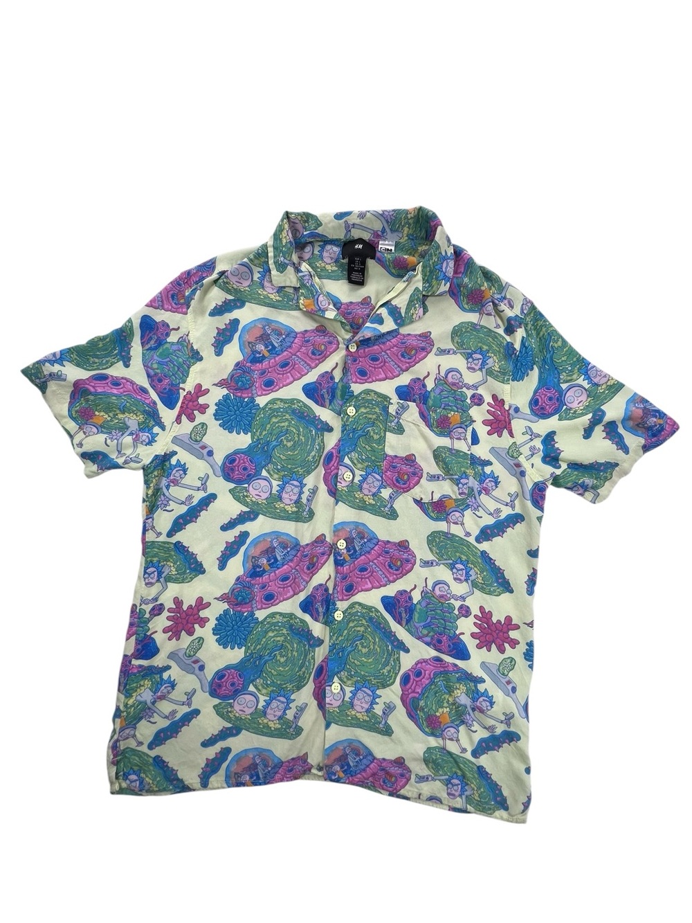 H&M x Cartoon Network Rick & Morty All-Over Print Button-Down Shirt Men’s L